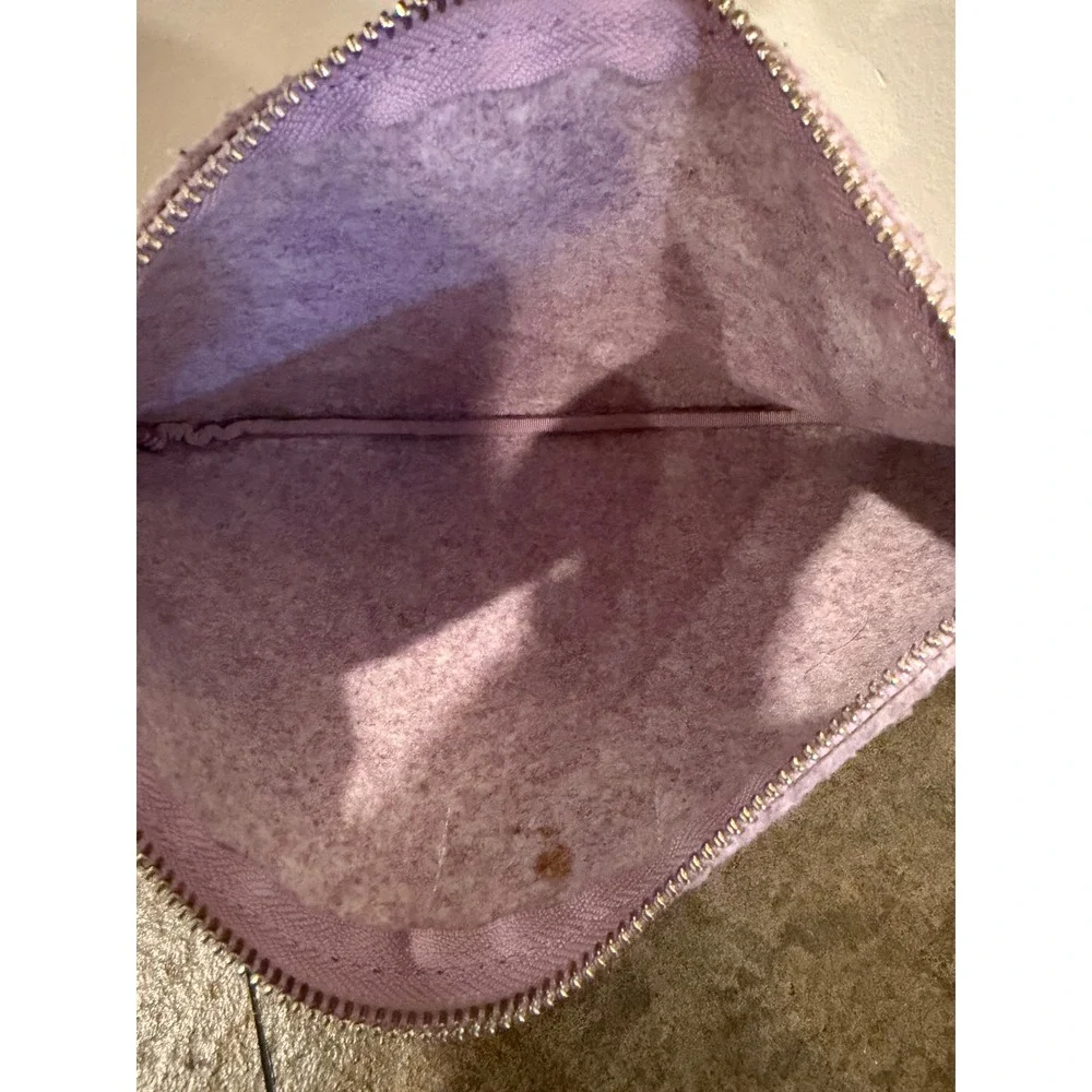 Kate Spade New York Purple Felt Wristlet Pouch Bag Gold Hardware Heathered